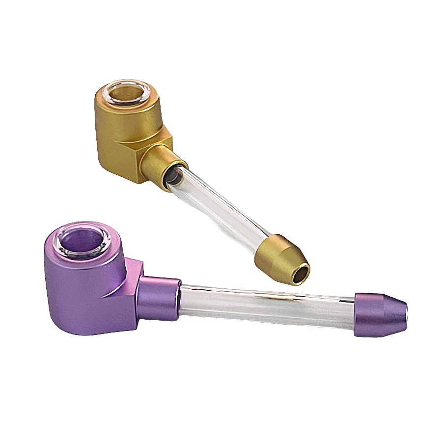Hipster Aluminium Bowl With Glass Tube Handpipe (YD2070) | 5 inch | Assorted Colors product image
